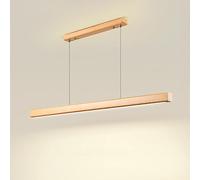 Lampe à suspension linéaire LED longue bande lampe de table à manger 100 cm / 39,4 pouces lustre en bois plafonniers, lampes suspendues 24 W pour lustres de bureau de restaurant d'îlot de cuisine