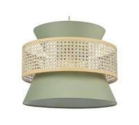Lampe suspension en rotin vert et naturel LUYANO
