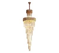 Lampe à suspension , Luminaire moderne Lustre d'escalier duplex nordique, lampe tournante concise , lumière en cristal de salon villa, lustre long/or et noir/45 * 150 cm(Gold and Black-60*180cm)