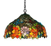 Lampe à Suspension, Lustre en vitrail de décoration Papillon et Rose de 17 Pouces, Lampe à Suspension Artistique pour Salon, Chambre à Coucher, Salle à Manger E27, Max60W * 2