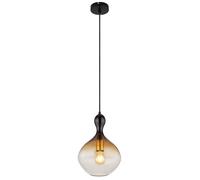 Lampe à suspension noire Lampe de salon moderne Table à manger Abat-jour en verre fumé doré, métal,1x E27, DxH 23x120 cm