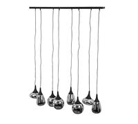 Lampe à suspension noire, lampe de table à manger, lampe de salon, lampe de salle à manger, verre chromé, différents abat-jour, 8x E14, LxH 115x150 cm