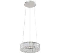 Lampe à suspension plafonnier lampe suspendue télécommande LED cristaux K5 chrome D 30cm