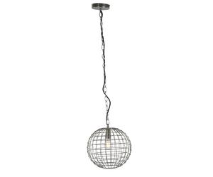 Lampe à suspension rétro argentée lampe de salle à manger cage à suspendre grille de lampe boule, métal, 1x douille E27, DxH 30 x environ 108 cm