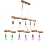 Lampe à suspension rétro avec télécommande, hauteur réglable, ampoules LED RGB incluses.