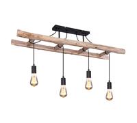 Lampe à suspension rétro lampe en bois lampe à suspension vintage lampe à suspension en bois en design d'échelle plafonnier en bois, 4x E27, 115x30x80cm, salon salle à manger