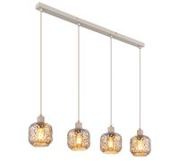 Lampe à suspension Salon beige fumé Lampe à suspension 4 flammes verre, métal, 4x E27 douilles, LxlxH 89x14x120 cm