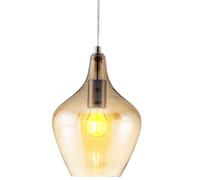 Lampe à suspension salon suspension moderne plafonnier en verre moderne cuisine suspendue, avec abat-jour en verre ambre, 1x LED 6W 810Lm blanc chaud, PxH 22x150 cm