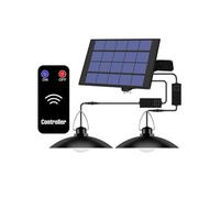 Lampe à suspension solaire avec télécommande câble 3M pour balcon, garage, jardin - double tête s/lumière blanche