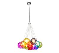 Lampe à Suspension Sphérique en Verre de Couleur, Luminaire Moderne Basé sur des Ampoules G4, Boule Colorée Lustre Pendentif pour Chambre Salon Couloir Restaurant Café