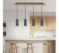 Lampe à suspension suspension lampe de salle à manger aspect bois graphite 4 flammes plafonnier suspendu, métal, 4x douilles GU10, LxlxH 65x6x120 cm