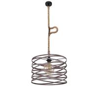 Lampe à suspension suspension lampe de salon rétro lampe de table à manger, corde de chanvre, hauteur réglable, couleur rouille, 1x douille E27, DxH 40 x 119 cm
