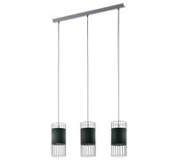 Lampe à suspension textile salon suspension lampe salle à manger suspension avec 3 lampes, abat-jour design cage, 3x E27, LxH 74x110