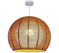 Lampe à Suspension Vintage en rotin Art plafonnier Suspendu Style Abat-Jour en Osier Bambou Creux Lustre en rotin tissé Restaurant plafonnier Suspendu pour Salon Salle à Manger Ferme Lucky Star