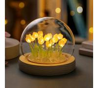 Lampe à tulipes éternelles Danolt, lampe tulipe jaune, lampe fleur - Cadeau pour filles et femmes, décoration de chambre mignonne
