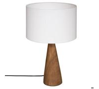 Atmosphera – Lampe à poser Aina – Bois et blanc, H 46 cm, pied conique en pin, abat-jour en tissu