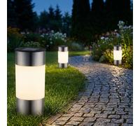Lampe Ampoule à Enficher Solaire LED Pointe Satiné Acier Inoxydable 3er Set
