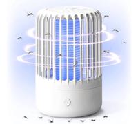 Lampe Anti Moustique 2 en 1 Électrique Lampe Anti Moustique Rechargeable 360 ° UV Tueur d'Insectes Sûr et Efficace pour Camping Intérieur Extérieur Jardin Terrasse (Blanc)
