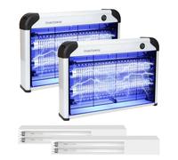 Lampe Anti Moustique, 2PCS Tue Anti Mouche Eléctrique 2400V Grille Double Face, Lampe Anti-Moustique Interieur 20W 2 lumière UV, Tueur d'Insectes Electrique, Fourni avec 2 Lampes UV supplémentaires