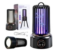 Lampe Anti Moustique, 3-in-1 UV Électrique Anti Moustique avec Éclairage LED, 3600V Appareil Anti Mouche, 1200mAh Lampe Anti Moustique Rechargeable avec Minuteur à 4 positions pour Intérieur Extérieur