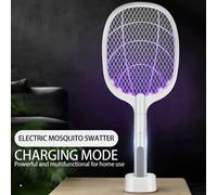 Lampe anti-moustique électrique pliable, Rechargeable par USB, raquette anti-moustiques, tapette à mouche, lampe répulsive, Zapper, raquette d'insectes BLANC