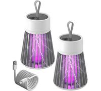Lampe Anti Moustique, Tue Mouche Electrique Interieur, Anti Moustique Electrique Exterieur Portable Rechargeable USB,Imperméable pour Intérieur, Extérieur, Camping et Jardin (Gris-2pcs)