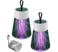 Lampe Anti Moustique, Tue Mouche Electrique Interieur, Anti Moustique Electrique Exterieur Portable Rechargeable USB,Imperméable pour Intérieur, Extérieur, Camping et Jardin (Vert-2pcs)