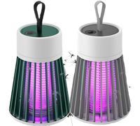 Lampe Anti-Moustique UV 365 nm - Portée 100m², Rotation 360°, Rechargeable USB et Solaire, Imperméable pour Intérieur, Extérieur, Camping et Jardin (Green+Grey)