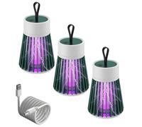 Lampe Anti-Moustique UV 365 nm - Portée 100m², Rotation 360°, Rechargeable USB et Solaire, Imperméable pour Intérieur, Extérieur, Camping et Jardin (Green-3PCS)