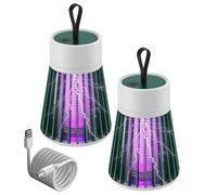 Lampe Anti-Moustique UV 365 nm - Portée 100m², Rotation 360°, Rechargeable USB et Solaire, Imperméable pour Intérieur, Extérieur, Camping et Jardin (Green-2PCS)
