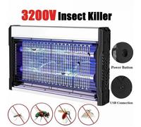 Lampe Anti-Moustiques 2 UV LED - 3200V, Intérieur/Extérieur, Sans Odeur, Sécurisé - Bac Amovible 30s