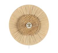 Lampe Applique Murale avec Abat-Jour Forme Soleil en Papier Naturel Yaapi