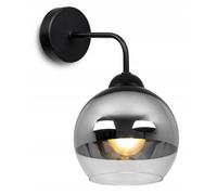 Lampe Applique Murale - Light-Home - Bergen 2330/K - Métal Noir - Abat-jour Verre Chrome