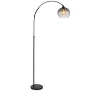 Lampe arc, lampadaire réglable en hauteur, lampe de salon en marbre de verre noir, lampe d'appoint, avec abat-jour orientable, 1x E27, LxlxH 96x30x196 cm
