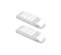 Lampe automatique,ozvavzk lampe détecteur mouvement portable, 3 mode veilleuse 12 led usb rechargeable avec autocollant magnétique lumière chaude
