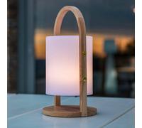 Lumisky Lanterne sans fil design scandinave poignée bois naturel LED blanc chaud/blanc dimmable WOODY H37cm