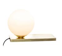 Lampe boule à poser avec base doré - H. 17,5 cm