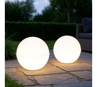 Lampe d'extérieur sphérique Lampe enfichable LED Lampe sphérique Piquet de terre Décoration de jardin, blanc, câble 5m, 10,5W 1055lm, DxH 20x51 cm, set de 2 pièces