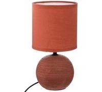 Atmosphera Lampe à poser Timéo Céramique striée H25 cm Rose terracotta
