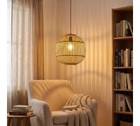 Suspension design Lampe salle à manger Bambou Boule Tressée Plafonnier