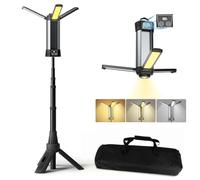 Lampe Camping avec 6000 mAh, 3 Températures de Couleur à Intensité Variable, Projecteur de Recherche Super Lumineux, Lampe Travail Rechargeable Sans Fil, Avec Trépied Extensible, Pour Camping, Voyage