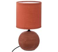 Atmosphera Lampe à poser Timéo Céramique striée H25 cm Rose terracotta