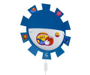 Lampe chambre enfant, lampe salle de jeux, applique murale, applique murale, lampe enfant, télécommande dimmable mémoire autocollant acier verre blanc bleu, 1x LED RGB 3.5W 200Lm 3000K, DxH 35x8cm
