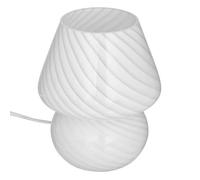 Atmosphera - Lampe à poser Champignon Cara - Verre strié blanc, H 18,5 cm, style rétro