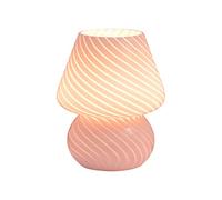 Lampe Champignon Lampe de Table en Verre Style Vintage Translucide Rayé Veilleuse Lampe de Chevet Dimmable avec 3 Modes de Couleur et Télécommande Petite Veilleuse USB Mignonne pour Chambre(rose)