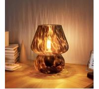 Lampe Champignon, Petite Lampe de Table Vintage pour Table de Nuit de la Chambre, Lampe de Chevet en Verre Translucide