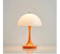 Lampe Champignon Rétro LED Rechargeable 1800mAh, 3 Niveaux Luminosité & Couleurs, Commande Tactile - Orange 16x23cm