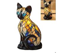 Lampe Chat, Veilleuse de Table Chat en Résine Teintée Style Rétro, Lampes Animaux , Lampes de Table LED 3D Chats Mignons, (chat B)