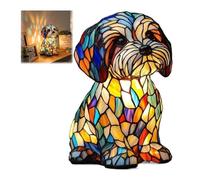 Lampe Chien Vitrail Veilleuse Chien Stained Glass Dog Lamp Décoration Intérieure Lumière LED Ambiance Chambre Bureau Mai REFLECTEUR