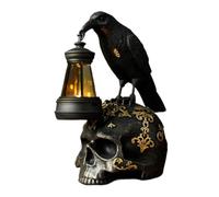 Lampe Corbeau Statue Vintage d'halloween À Énergie Solaire Résistante Aux | Lanterne Corbeau Squelette Décoration Extérieure pour Fête de Vacances Maison Extérieur Salon Chambre Bureau